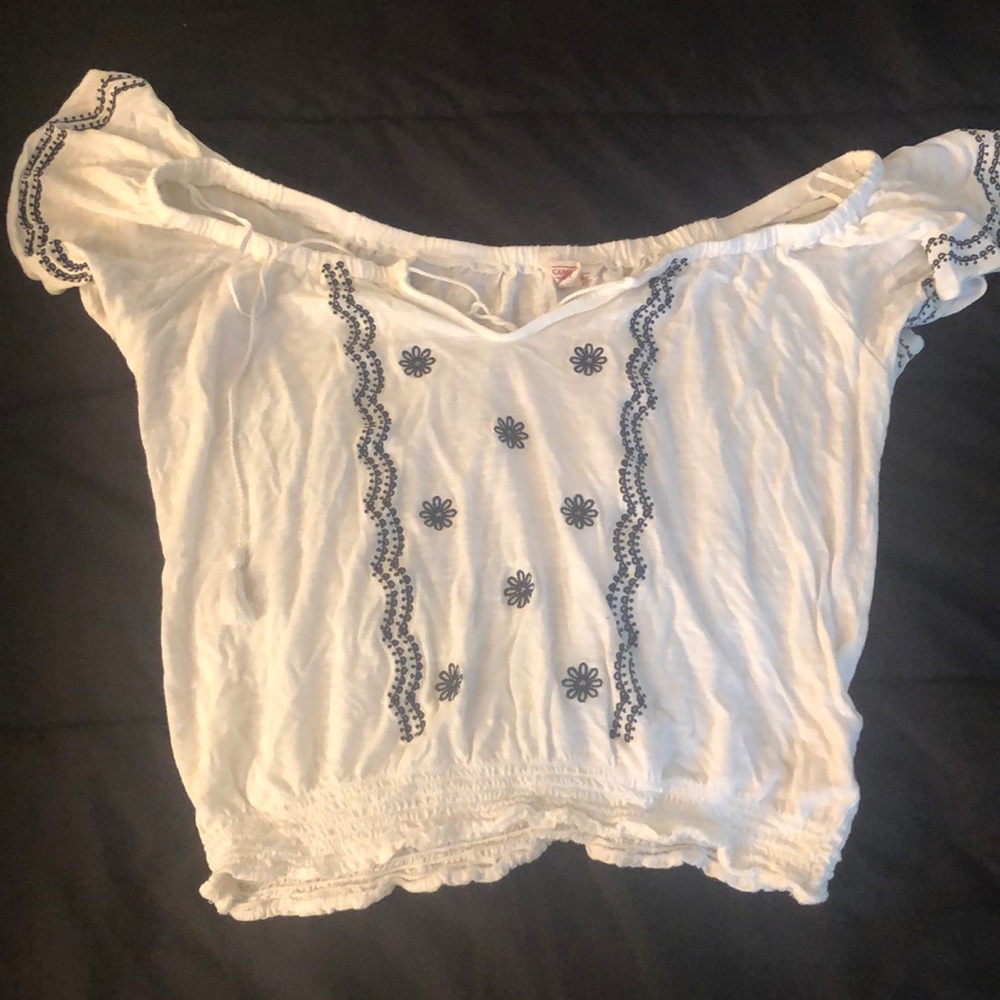 Flowy dark blue and white shirt